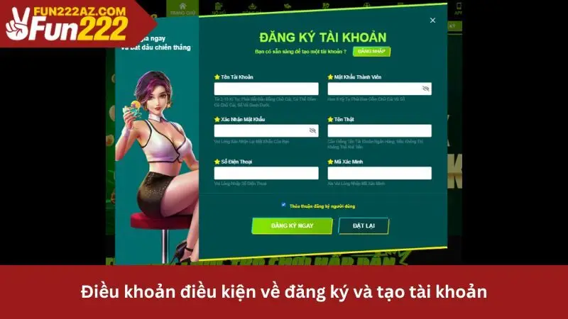 Điều khoản và điều kiện về đăng ký tài khoản