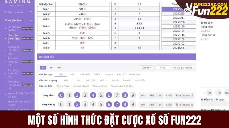 Có nhiều hình thức cược khác nhau người chơi có thể lựa chọn