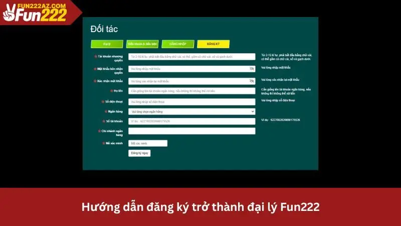 Hướng dẫn cách đăng ký hợp tác đại lý Fun222