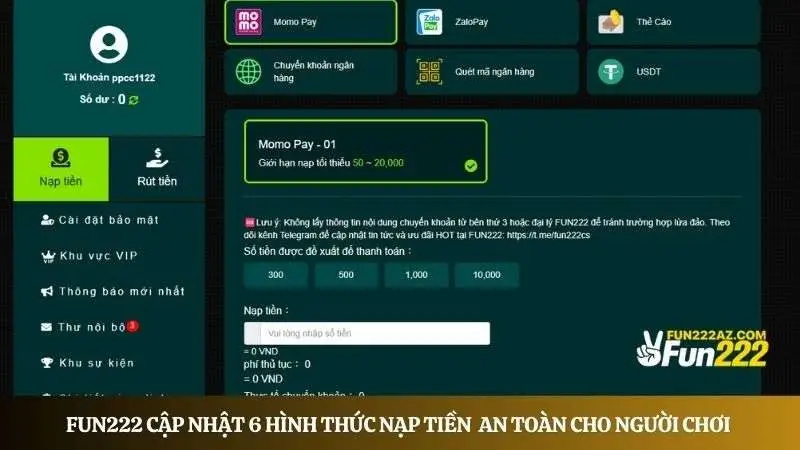 Nhà cái cập nhật 6 hình thức nạp tiền tốc độ, an toàn cho người chơi