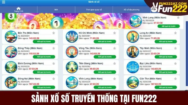 Các đài truyền thống hiện có tại Fun222 dành cho dân mê lô đề